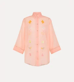 forte_forte half–sleeve voile shirt with “oniric blossom” embroidery pattern pesco^ Shirts