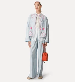 forte_forte half–sleeve voile shirt with “oniric blossom” embroidery pattern bianco^ Shirts
