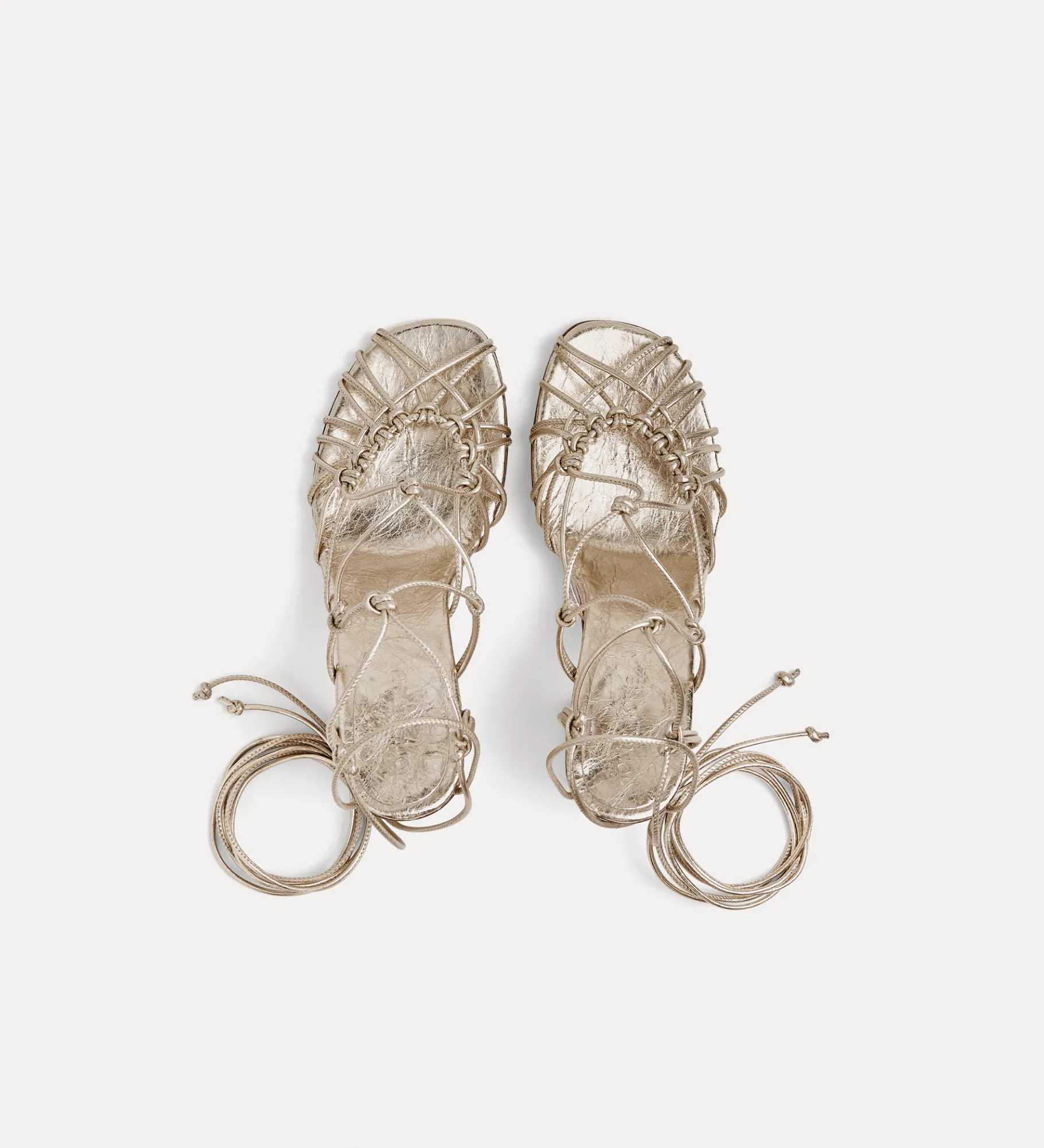 forte_forte high–heeled sandals in crackled calfskin platino^ Shoes