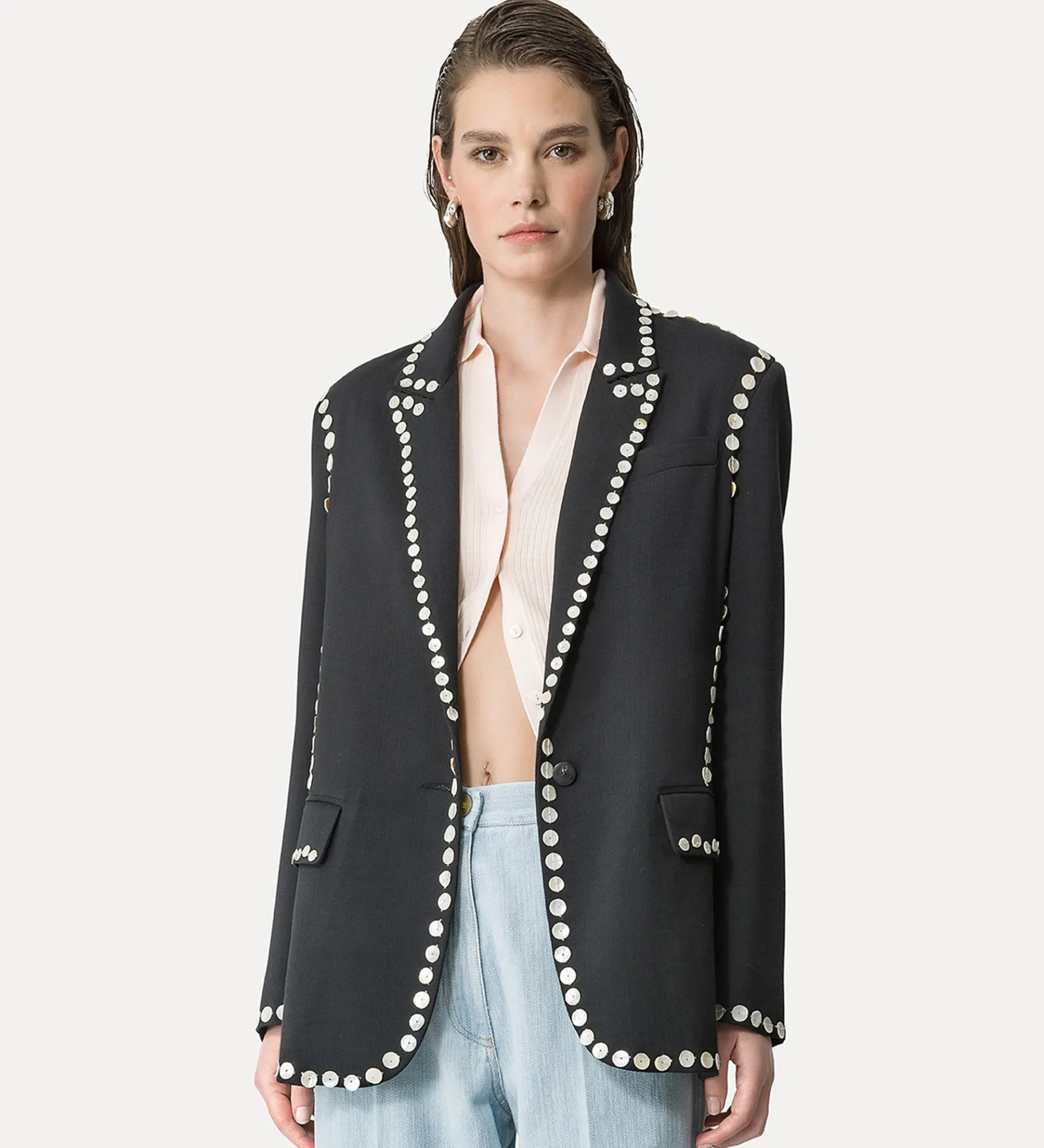 forte_forte jacket in black viscose and wool abisso^ Jackets