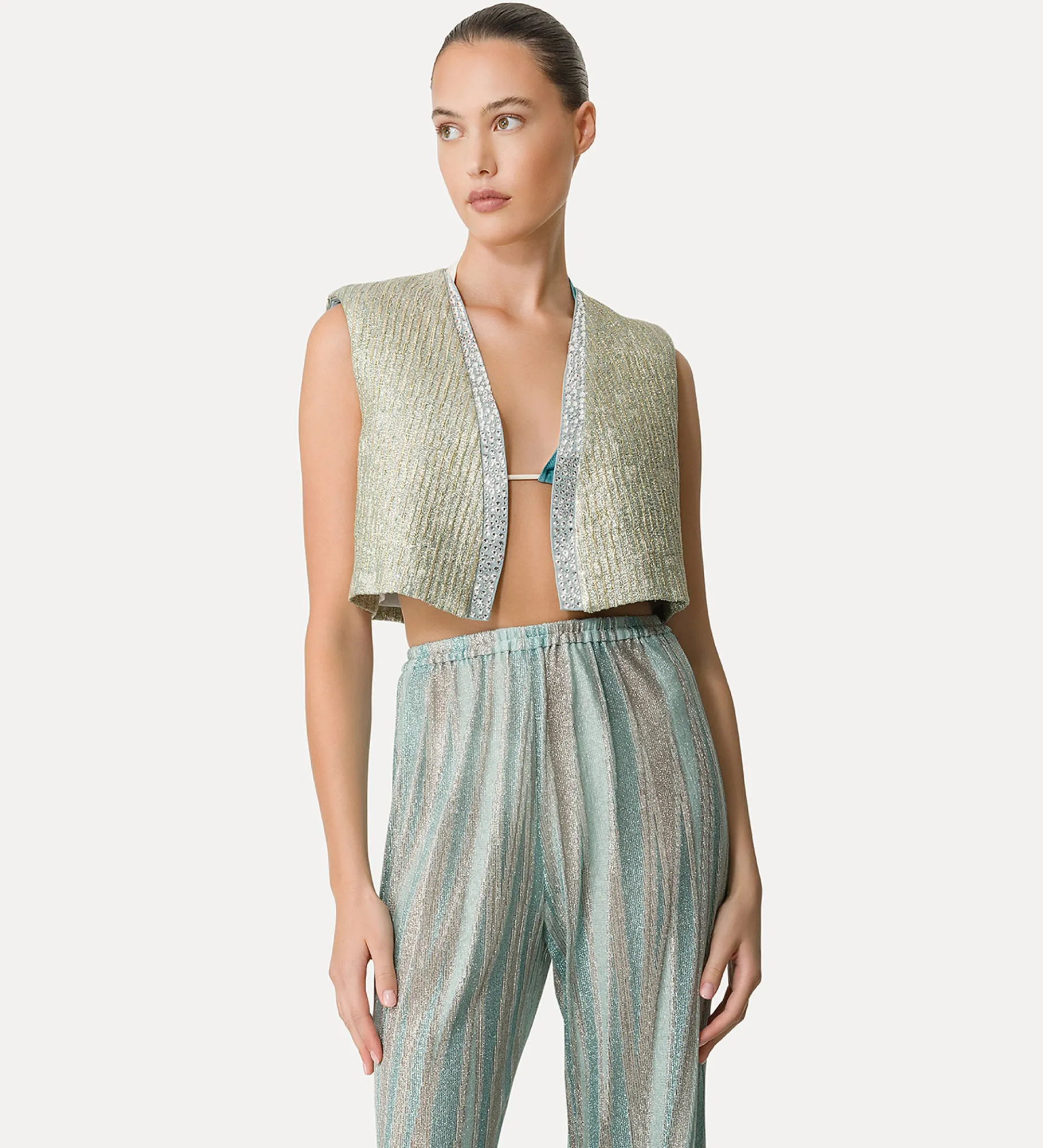 forte_forte jacquard vest with diamanté detailing twinkle^ Jackets
