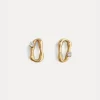 forte_forte 18k–gold–plated sculpture earrings with diamanté detailing oro^ Jewels