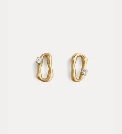 forte_forte 18k–gold–plated sculpture earrings with diamanté detailing oro^ Jewels