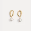 forte_forte 18k–gold–plated sculpture earrings with pearl detail perla^ Jewels