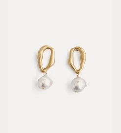 forte_forte 18k–gold–plated sculpture earrings with pearl detail perla^ Jewels