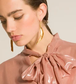 forte_forte leaf sculpted earrings oro^ Jewels