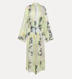 forte_forte linen and silk robe with “the secret garden” print design luce^ Coats