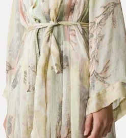 forte_forte linen and silk robe with “the secret garden” print design pesco^ Coats