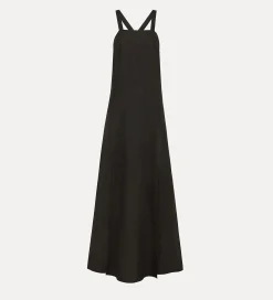 forte_forte linen dress with spaghetti straps noir^ Dresses