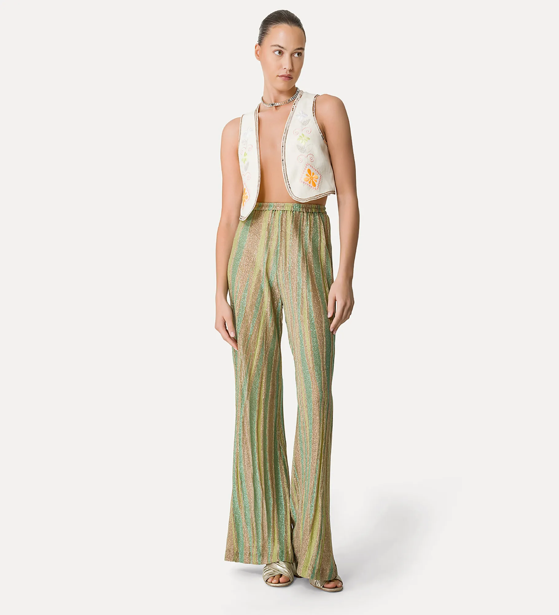 forte_forte linen vest for women with “oniric blossom” embroidered detailing orchidea^ Jackets