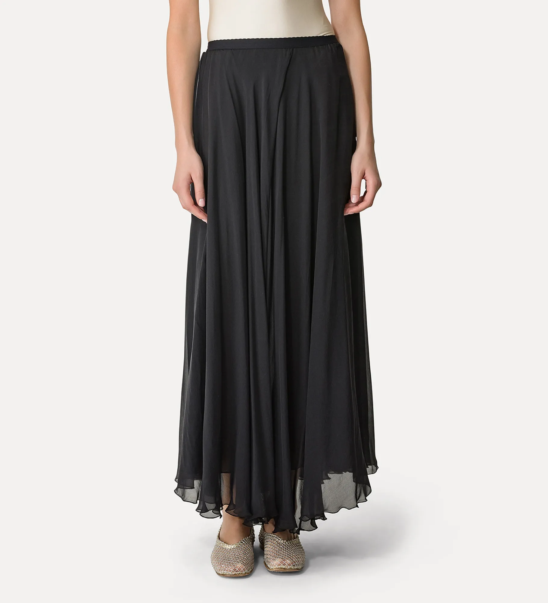 forte_forte long skirt in silk chiffon noir^ Skirts