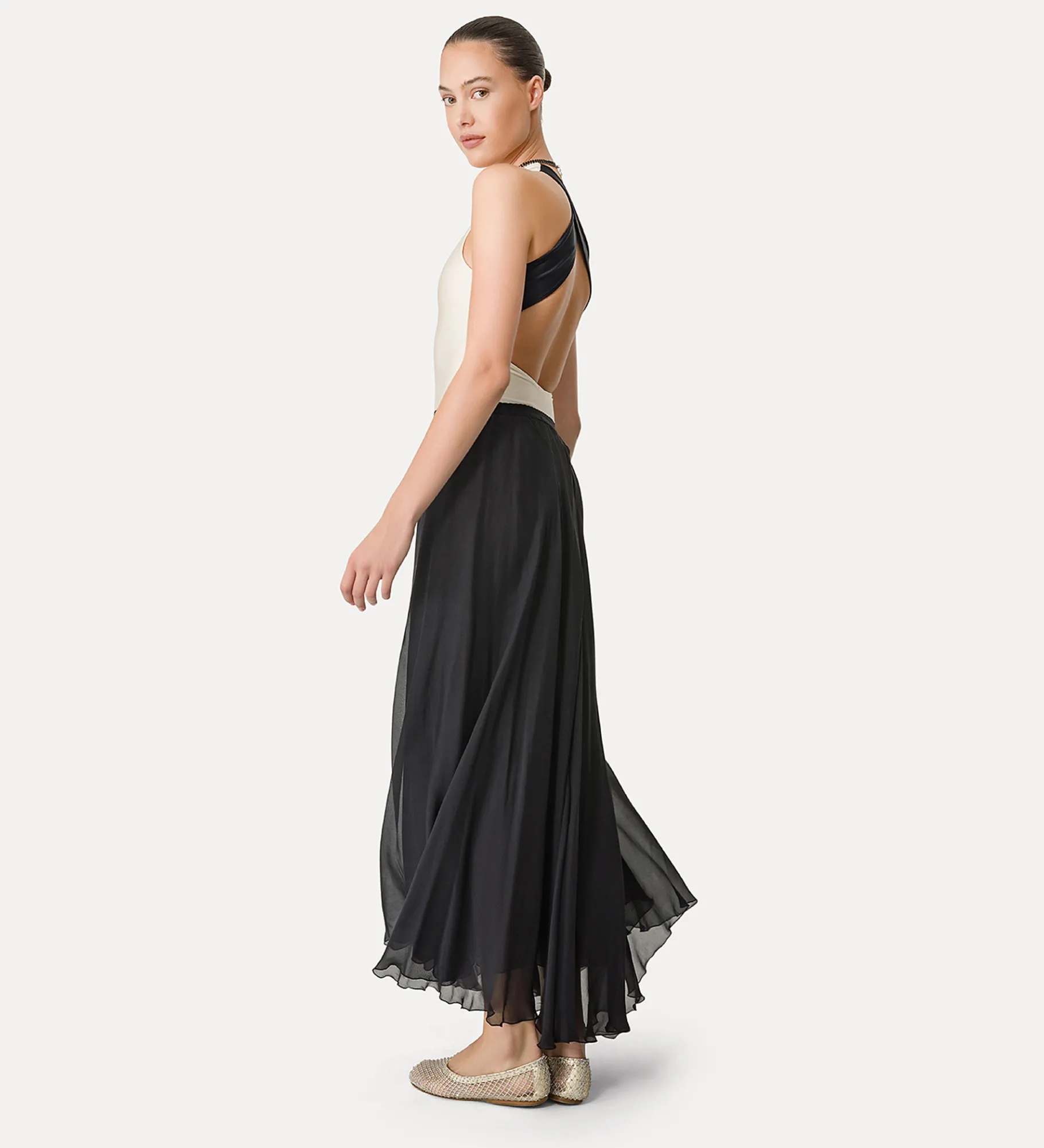forte_forte long skirt in silk chiffon noir^ Skirts