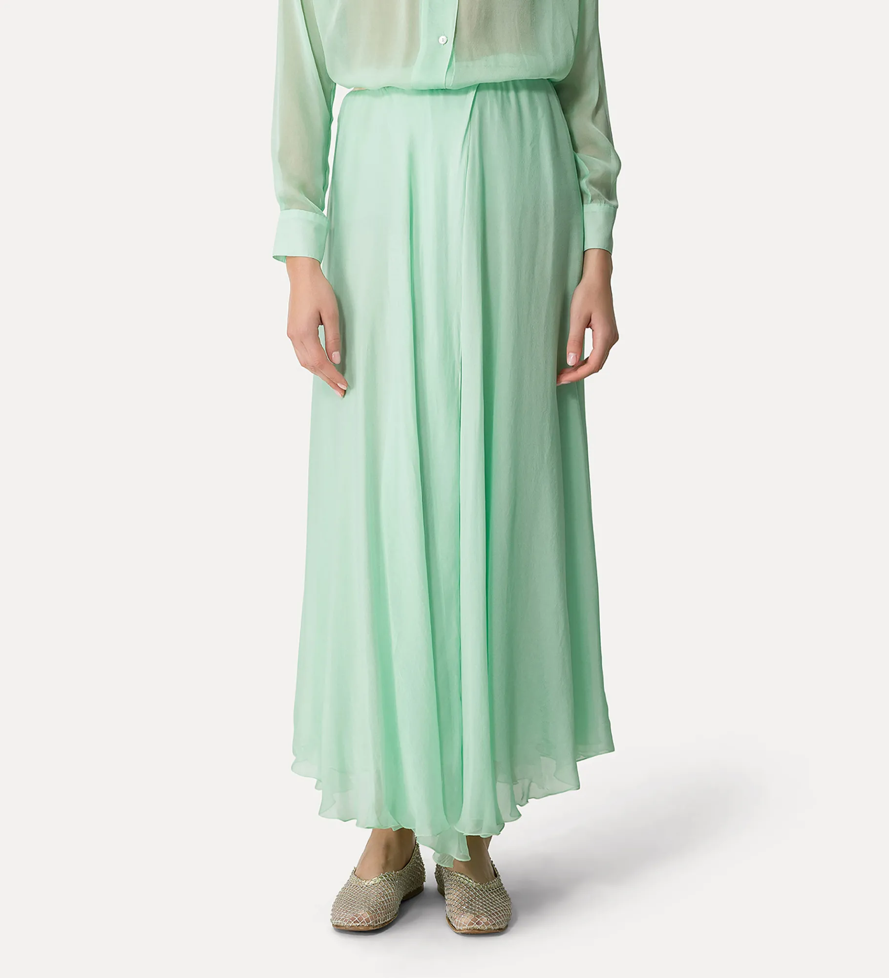 forte_forte long skirt with an elasticated waistband mint^ Skirts