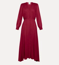 forte_forte long–sleeve dress in voile ruby^ Dresses