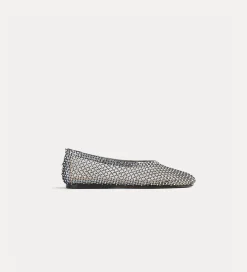 forte_forte mesh ballet flat with diamanté detailing nero^ Shoes