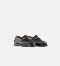 forte_forte moccasins in calf and pony skin with crystal embellishment nero^ Shoes