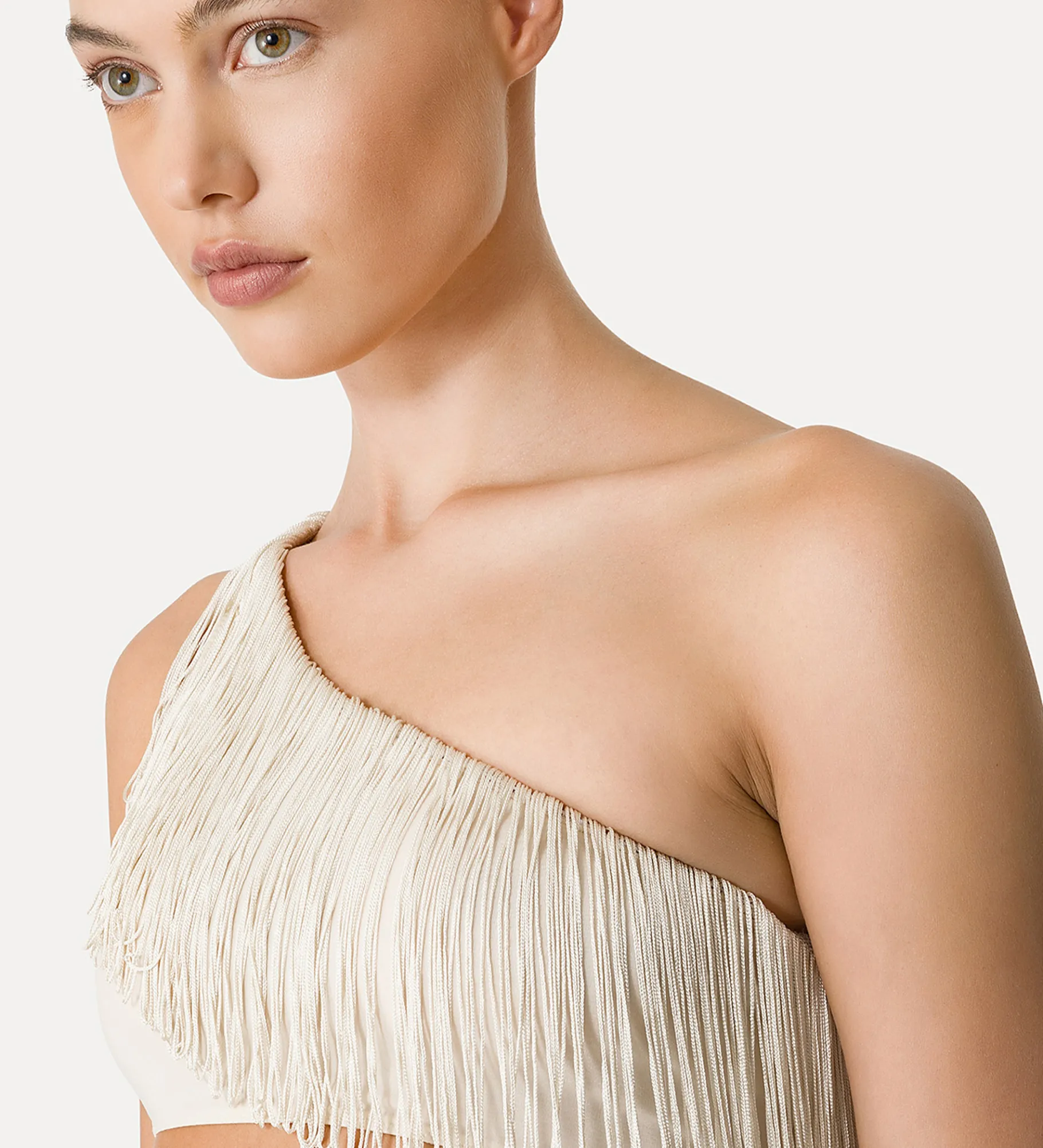 forte_forte one–shoulder top in jersey with fringing orchidea^ Beachwear And Lingerie
