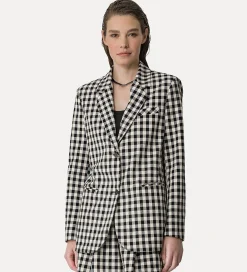 forte_forte oversized gingham–check jacket abisso^ Jackets