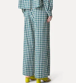 forte_forte palazzo pants in a peacock gingham check peacock^ Pants
