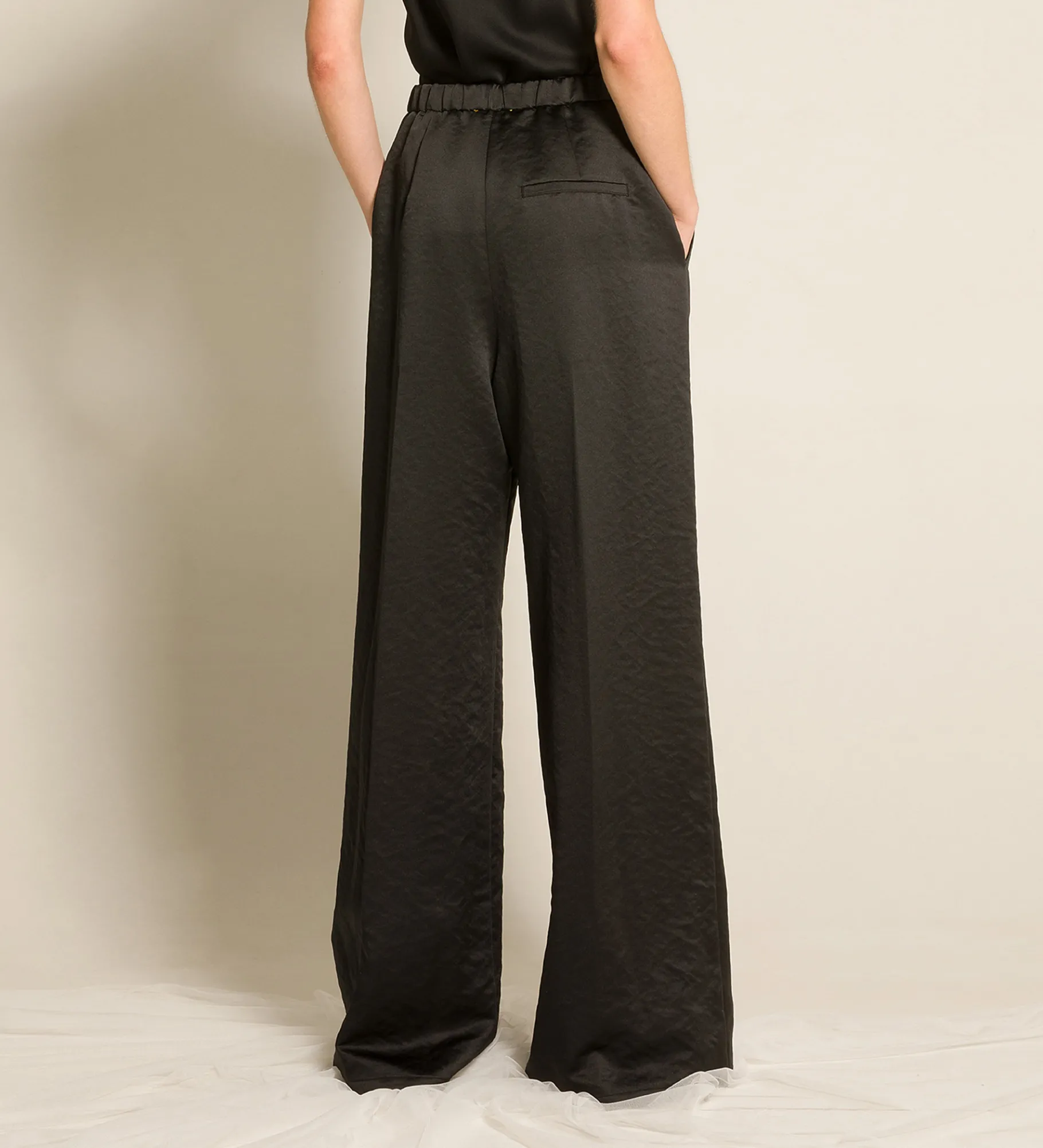 forte_forte palazzo pants in contemporary duchesse nero^ Pants