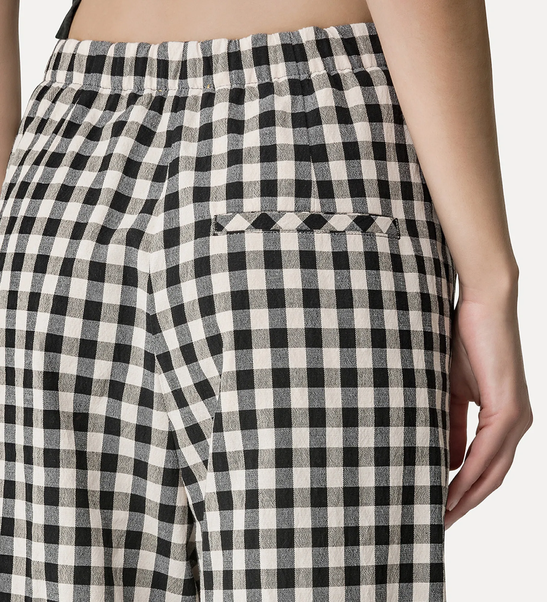 forte_forte palazzo pants in gingham–check cotton abisso^ Pants