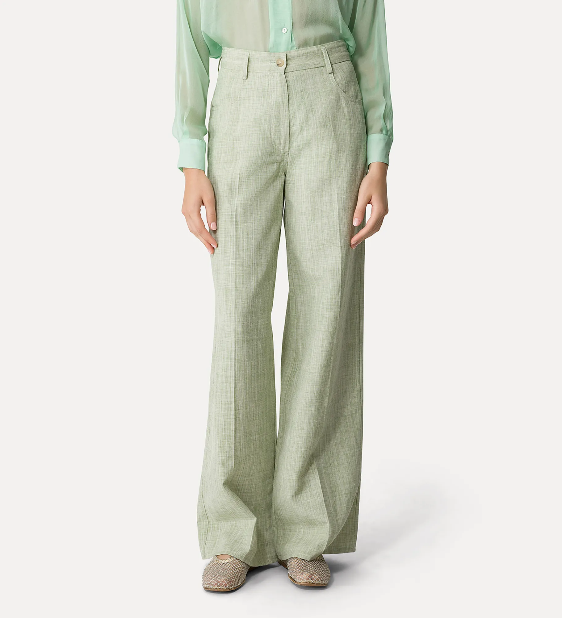 forte_forte 5–pocket fil–à–fil trousers for women aloe^ Pants