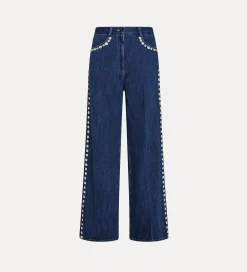 forte_forte 5–pocket trousers with sequinning indigo^ Pants