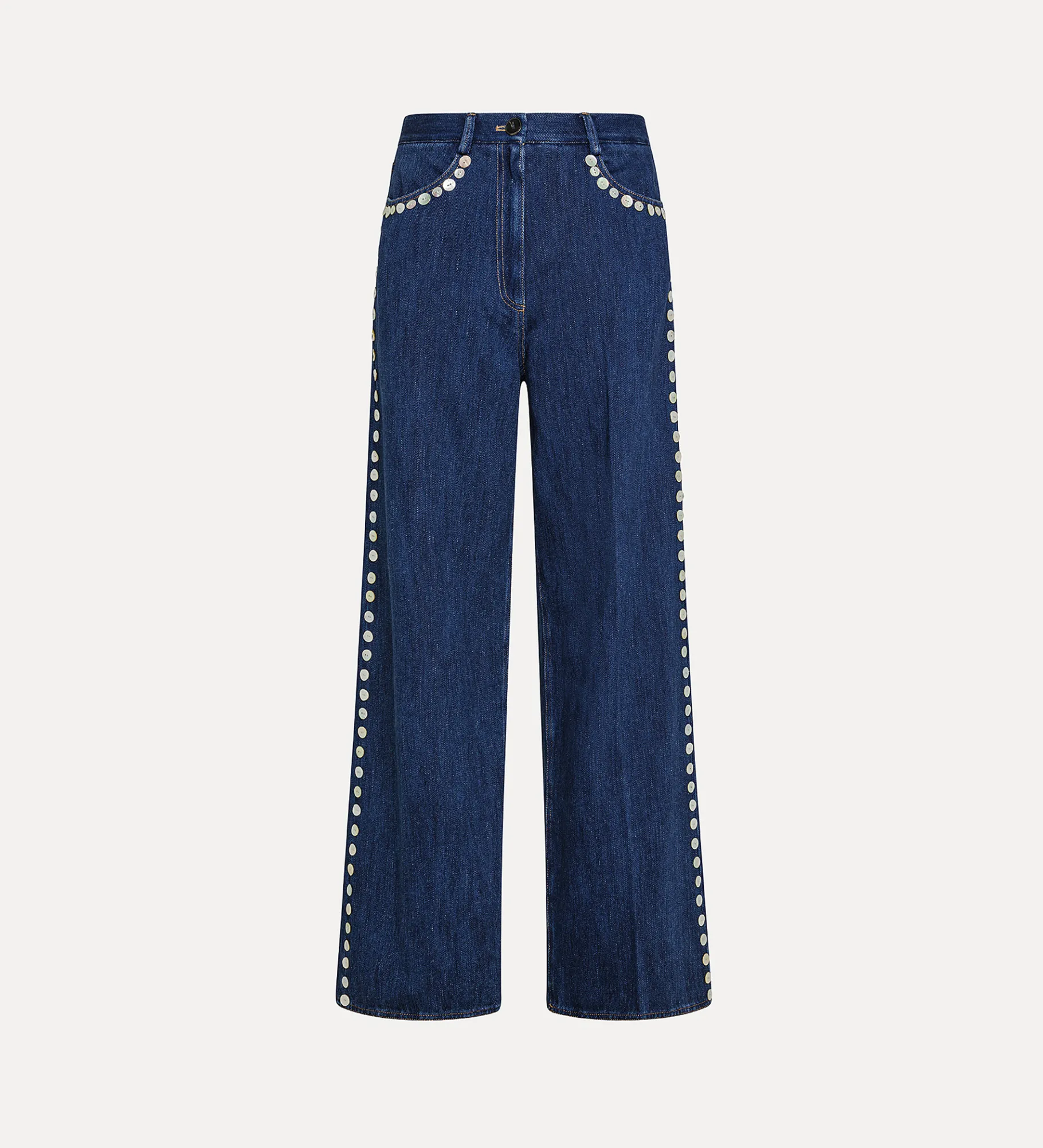 forte_forte 5–pocket trousers with sequinning indigo^ Pants