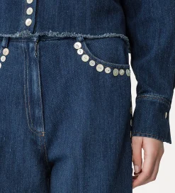 forte_forte 5–pocket trousers with sequinning indigo^ Pants