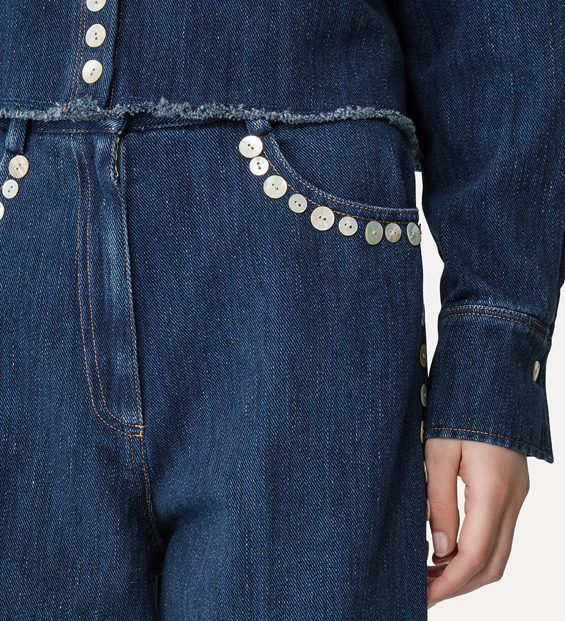 forte_forte 5–pocket trousers with sequinning indigo^ Pants