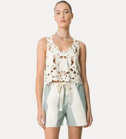 forte_forte “poetic orchid” crop top in vegan leather orchidea^ Tops