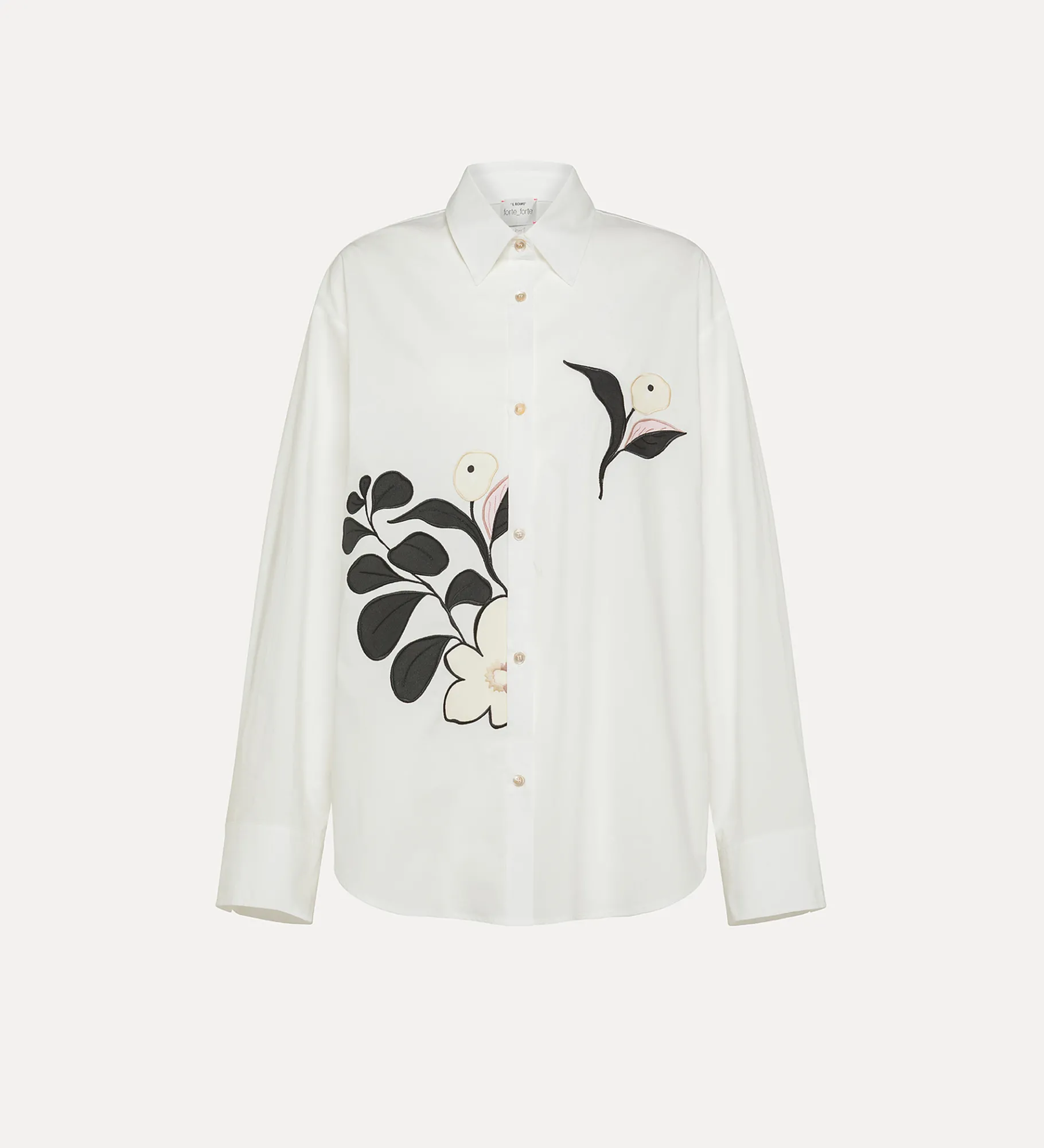 forte_forte poplin shirt with embroidered detailing oyster^ Shirts