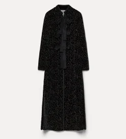 forte_forte quilted velvet coat with glitter polka dots nero^ Coats