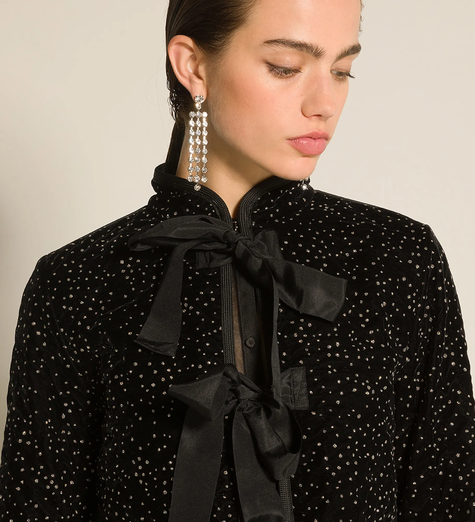 forte_forte quilted velvet jacket with glitter polka dots nero^ Jackets