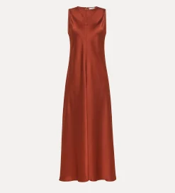 forte_forte round–neck satin dress terre^ Dresses