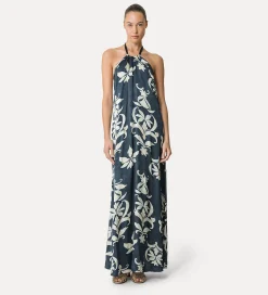 forte_forte satin dress with halterneck design oltremare^ Dresses
