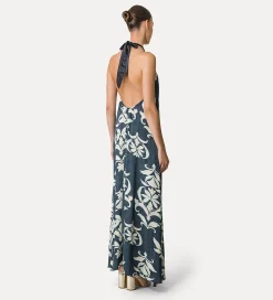 forte_forte satin dress with halterneck design oltremare^ Dresses