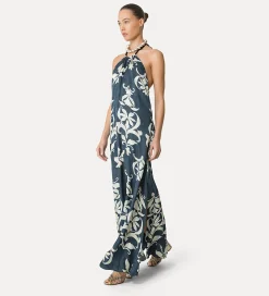 forte_forte satin dress with halterneck design oltremare^ Dresses