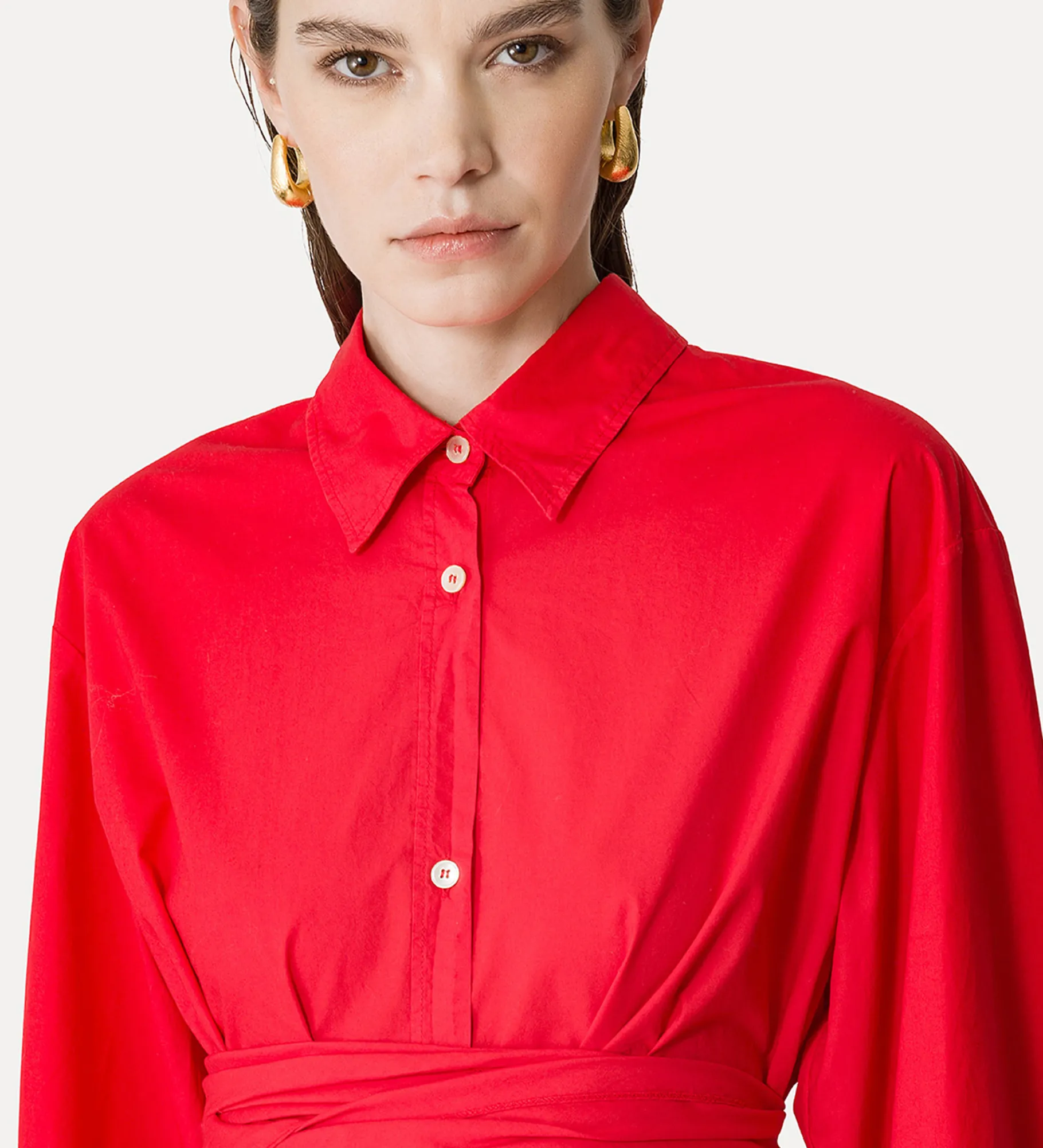 forte_forte shirt with cummerbund in poplin lacca^ Shirts