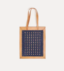 forte_forte shopper in leather and crochetwork nuit^ Bags And Belts