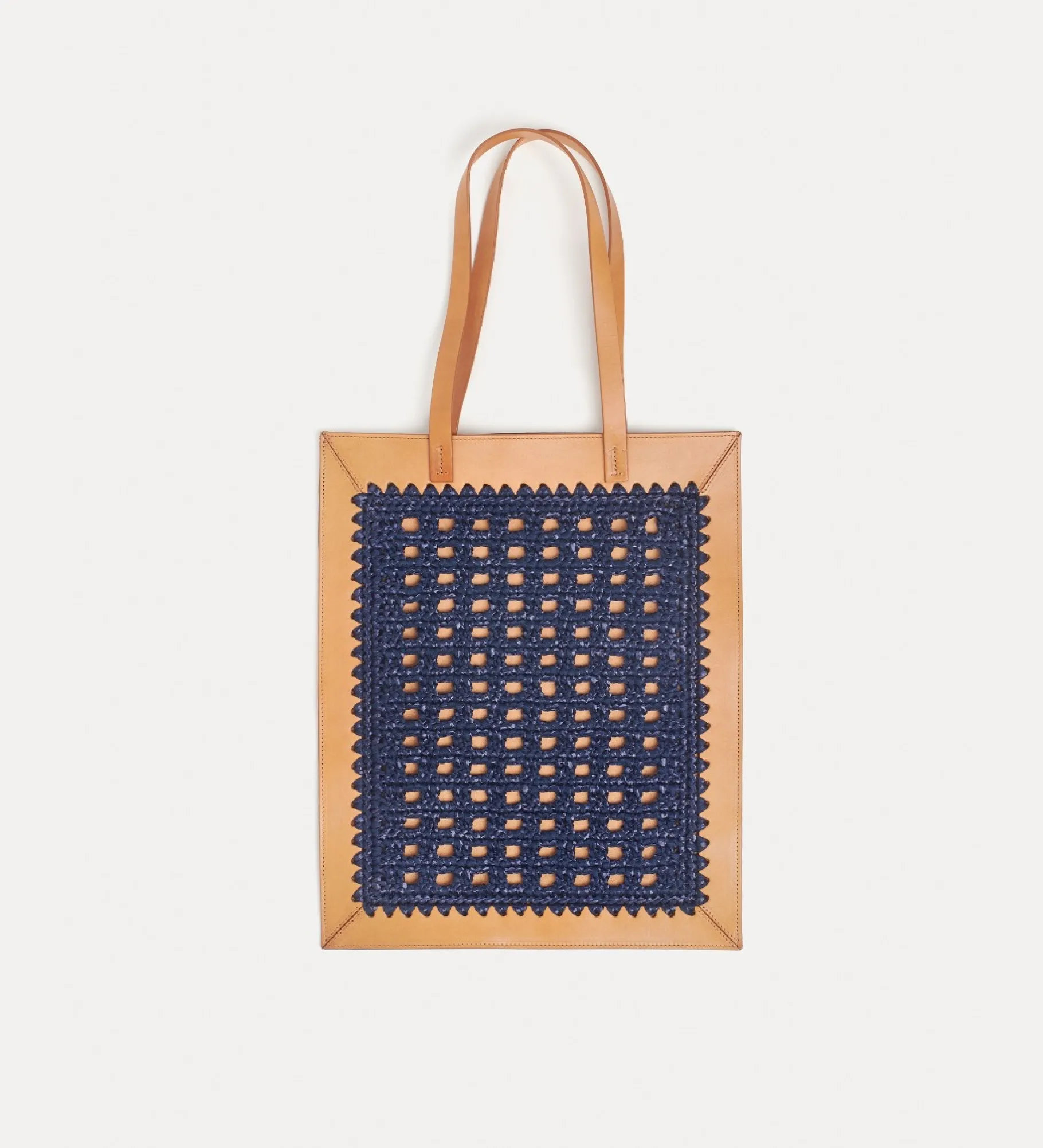 forte_forte shopper in leather and crochetwork nuit^ Bags And Belts