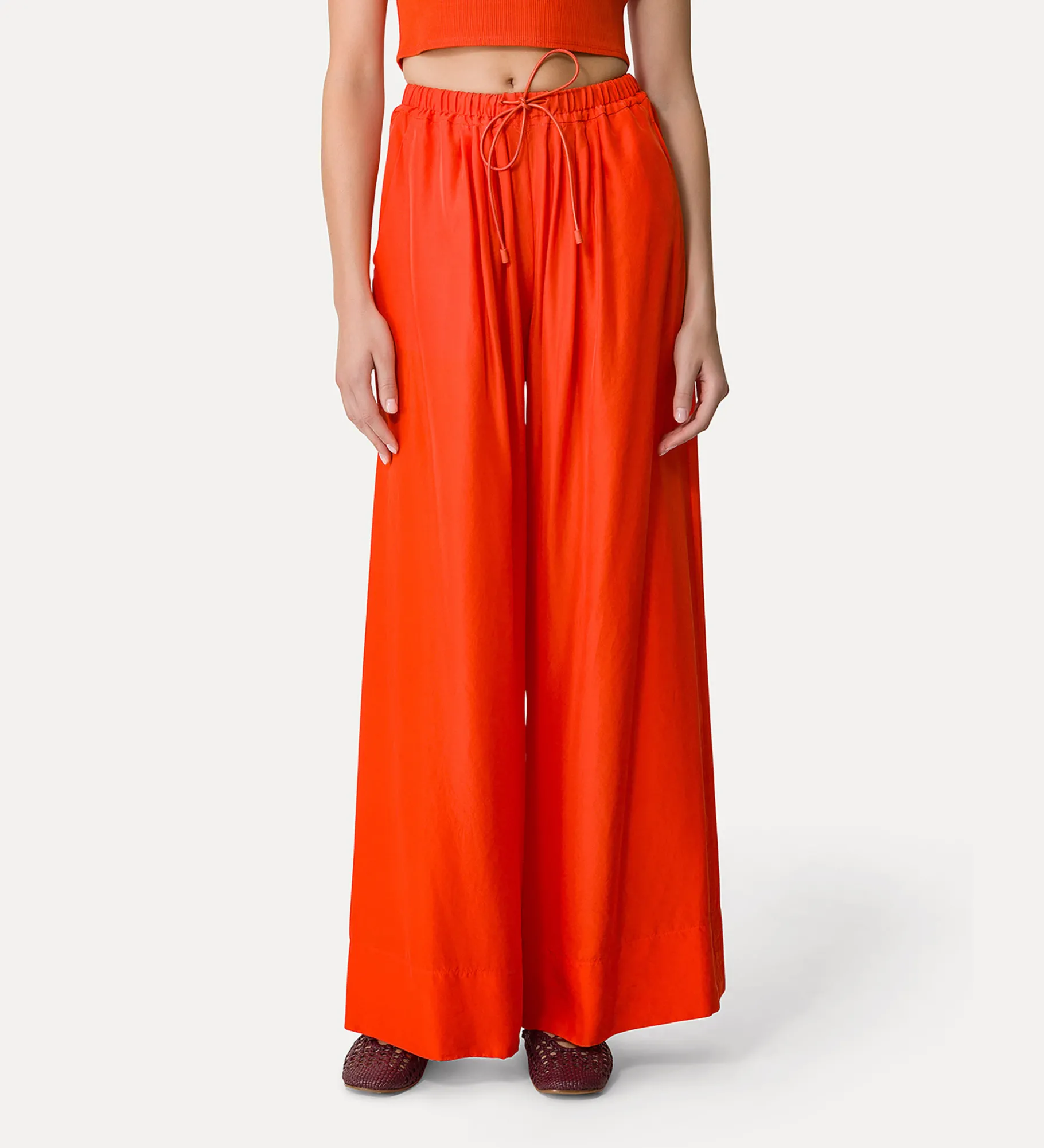 forte_forte silk trousers with a drawstring waist papavero^ Pants
