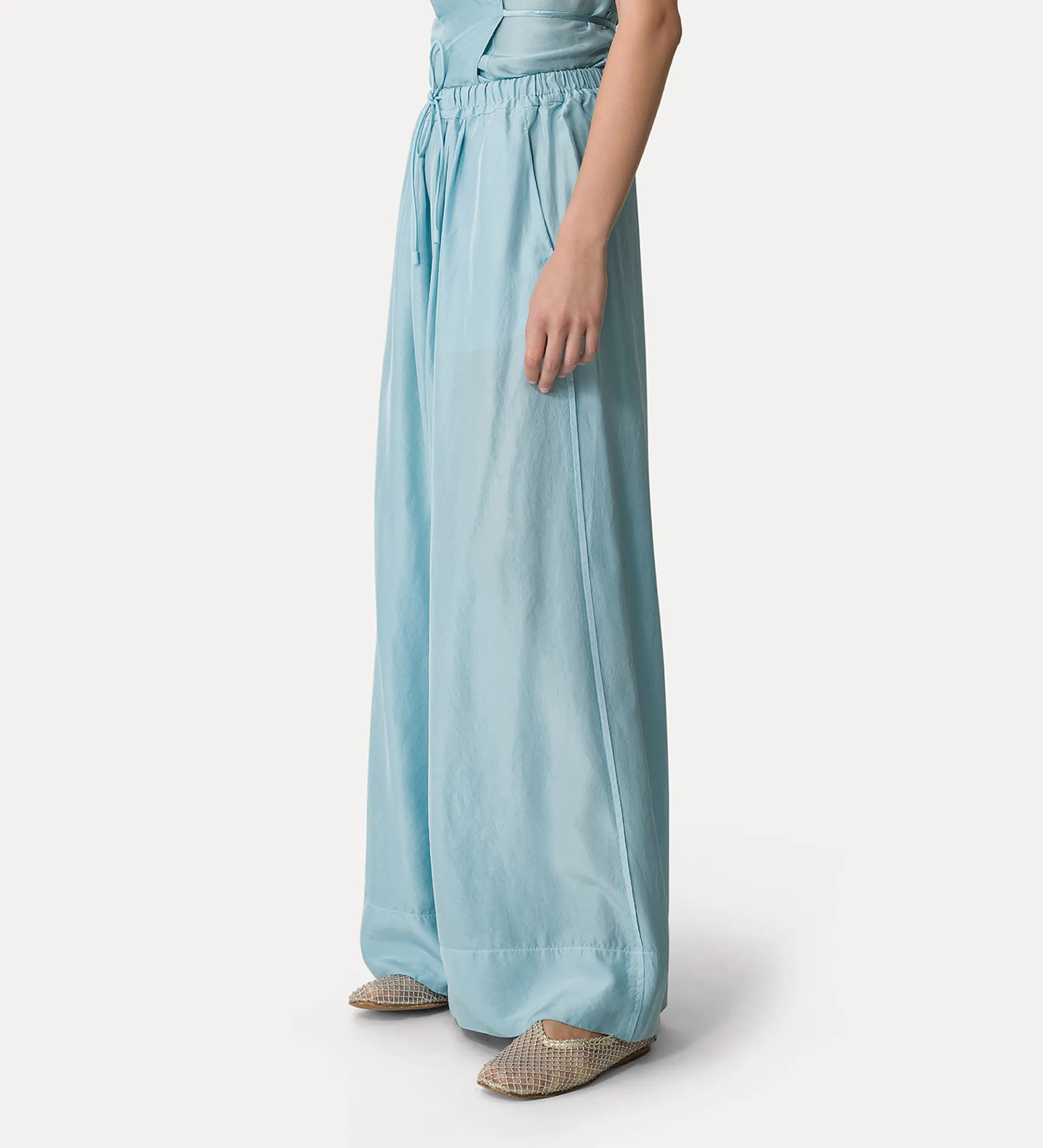 forte_forte silk trousers with a drawstring waist acqua^ Pants