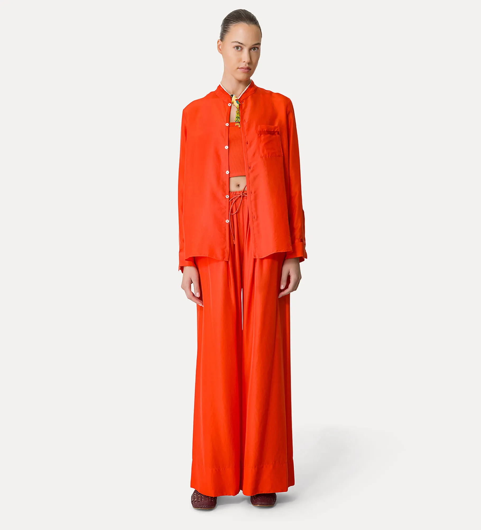 forte_forte silk trousers with a drawstring waist papavero^ Pants