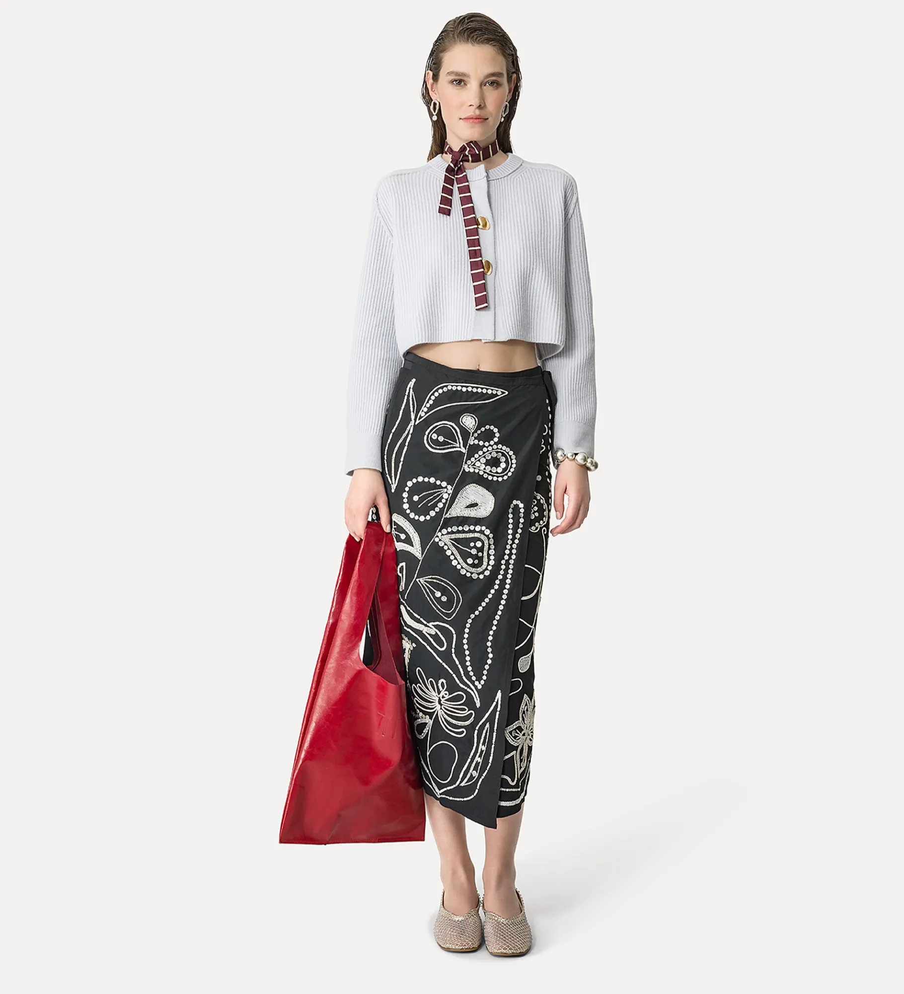 forte_forte skirt in embroidered taffeta nero^ Skirts
