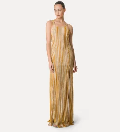 forte_forte square–necked gown in lurex jersey gold^ Dresses