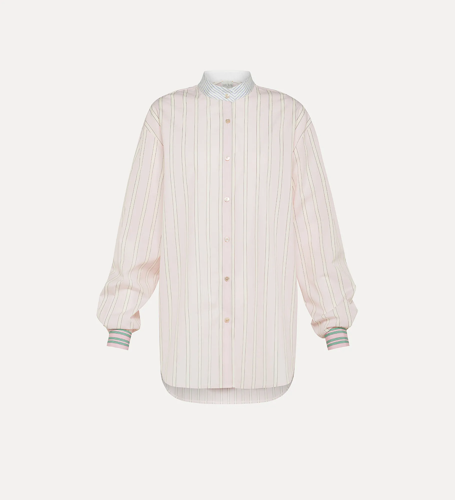 forte_forte striped granddad shirt petalo^ Shirts