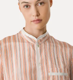 forte_forte striped mandarin–collar shirt pistillo^ Shirts