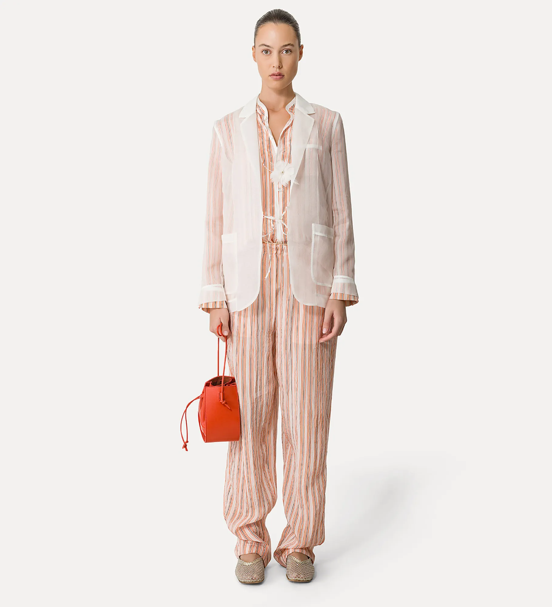 forte_forte striped mandarin–collar shirt pistillo^ Shirts