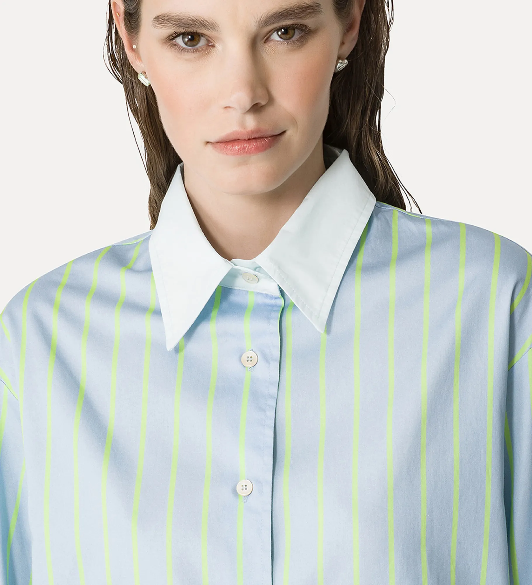 forte_forte striped satin shirt nuage^ Shirts